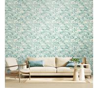 Hoopla Walls Lino Leaves - Duck Egg 10M Wallpaper