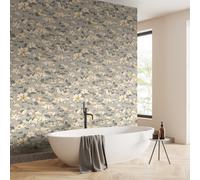 Hoopla Walls Lino Leaves - Gunmetal 10M Wallpaper