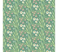 Hoopla Walls Meadow Stripe Leaf & Peony Smooth Matt Wallpaper