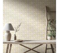 Hoopla Walls Meadow Stripe - Ochre & Stone 10m Wallpaper