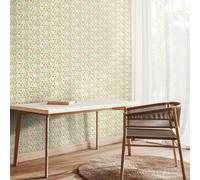 Hoopla Walls Meadow Stripe - Peach & Duck Egg 10m Wallpaper
