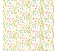Hoopla Walls Meadow Stripe Peach & Duck Egg Smooth Matt Wallpaper