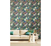 Hoopla Walls Oasis Matt Wallpaper in Dark Navy Hoopla Walls Dark Navy
