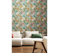 Hoopla Walls Oasis Matt Wallpaper in Teal Hoopla Walls Teal