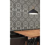 Hoopla Walls Ogee Damask Matt Wallpaper in Black Hoopla Walls Black