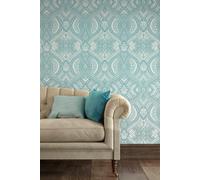 Hoopla Walls Ogee Damask Matt Wallpaper in Duck Egg Blue Hoopla Walls Duck Egg Blue