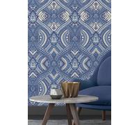 Hoopla Walls Ogee Damask Matt Wallpaper in Navy Hoopla Walls Navy