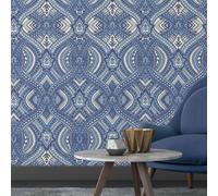 Hoopla Walls Ogee Damask Navy Wallpaper