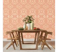 Hoopla Walls Ogee Damask - Orange 10m Wallpaper - Orange