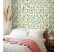 Hoopla Walls Orchid Bloom - Duck Egg & Blush 10m Wallpaper