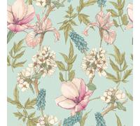 Hoopla Walls Orchid Bloom Duck Egg & Blush Smooth Matt Wallpaper