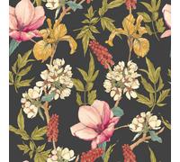 Hoopla Walls Orchid Bloom Ebony & Raspberry Smooth Matt Wallpaper