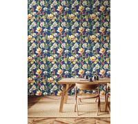 Hoopla Walls Orchid Bloom Matt Wallpaper in Navy Hoopla Walls Navy