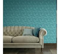 Hoopla Walls Paisley - Teal Blue 10m Wallpaper - Teal Blue