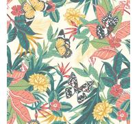 Hoopla Walls Paradise Apricot & Jade Smooth Matt Wallpaper