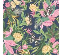 Hoopla Walls Paradise Indigo & Pink Smooth Matt Wallpaper