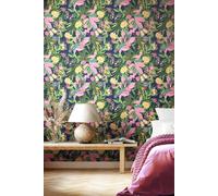 Hoopla Walls Paradise Matt Wallpaper in Dark Indigo Hoopla Walls Dark Indigo