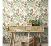 Hoopla Walls Paradise - Moss & Peach 10m Wallpaper
