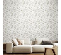 Hoopla Walls Purity Floral Toile Stone Wallpaper