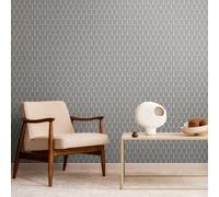 Hoopla Walls Retro Arch - Black 10m Wallpaper - Black