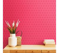 Hoopla Walls Retro Arch - Bright Pink 10m Wallpaper - Bright Pink