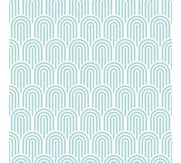Hoopla Walls Retro Arch Teal Blue 10M Wallpaper Matt Smooth