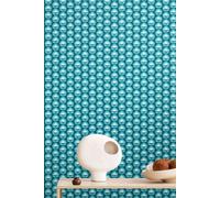Hoopla Walls Retro Flower Matt Wallpaper in Teal Hoopla Walls Teal