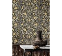Hoopla Walls Rosehip Trail Matt Wallpaper in Charcoal Hoopla Walls Charcoal