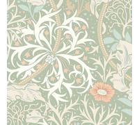 Hoopla Walls Seaweed Garden Sage & Apricot Smooth Matt Wallpaper