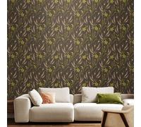 Hoopla Walls Springtime Meadow - Charcoal & Coral 10M Wallpaper