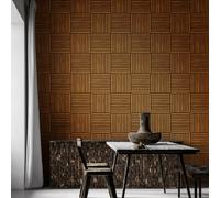 Hoopla Walls Square Slat - Teak (10M Wallpaper)