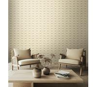 Hoopla Walls Sunray Diamond - Beige 10m Wallpaper - Beige
