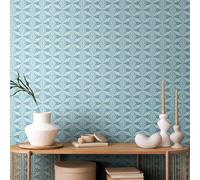 Hoopla Walls Sunray Diamond - Blue 10m Wallpaper - Blue