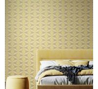 Hoopla Walls Sunray Diamond - Grey & Yellow 10m Wallpaper - Grey & Yellow