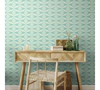 Hoopla Walls Sunray Diamond - Teal Blue 10m Wallpaper - Teal Blue