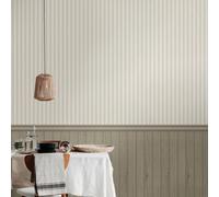Hoopla Walls Tongue And Groove Stripe- Stone (10M Wallpaper)