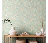 Hoopla Walls Tropical Canopy - Duck Egg Mix 10m Wallpaper
