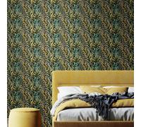 Hoopla Walls Verdant Leaves - Noir Mix 10m Wallpaper