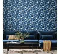 Hoopla Walls Watercolour Leaves - Slate Blue 10M Wallpaper