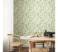 Hoopla Walls Watercolour Leaves - Soft Sage 10M Wallpaper
