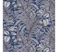 Hoopla Walls Wild Ferns Indigo Smooth Matt Wallpaper