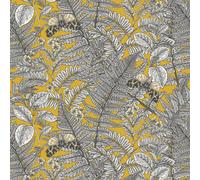 Hoopla Walls Wild Ferns Mustard Smooth Matt Wallpaper