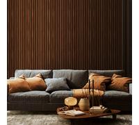 Hoopla Walls Wood Slat- Walnut (10M Wallpaper)