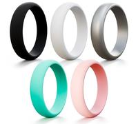HOOPLE Women’s Silicone Engagement Rings, 5.5mm Wide 2.5mm Thick, Soft Comfort Fit Rubber Wedding Bands, Flexible Stackable Workout Rings for Gym, Work, Travel & Daily Wear