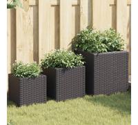 Hoopleep 3 Pcs Black Poly Rattan Garden Planters, Outdoor Flower Beds with Powder-Coated Steel Frame, Durable Weather-Resistant Design for Plants & Vegetable Gardening, Large, Medium, Small Set