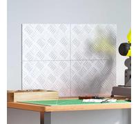 Hoopleep Aluminium Modern Checker Plate Stair Treads, 4 Pcs Silver, 30 x 20 cm Rectangular, Durable Indoor Outdoor Non-Slip Protection for Stairs