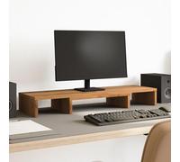 Hoopleep Artisian Oak Monitor Stand Riser, Adjustable Engineered Wood Desk Stand, 80-120cm Length, 40kg Capacity, Ergonomic Dual Monitor Support with Storage for Home Office
