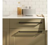 Hoopleep Black Cabinet Handles, 5 Pcs Modern Stainless Steel Door Pulls, 320mm Center, Square Tube Design for Kitchen, Bathroom, Dresser, Wardrobe, Cuttable Screws Included