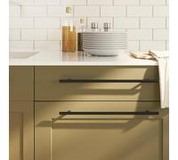 Hoopleep Black Cabinet Handles, 5 Pcs Stainless Steel Pulls, 320mm Center, Modern T-Bar Design for Kitchen, Bathroom, Dresser Drawers & Doors, Cuttable Screws Included