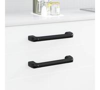 Hoopleep Black D-Shape Cabinet Handles 12 Pcs, 380mm Aluminium & PP Pulls for Kitchen, Bathroom, Dresser, Door, Modern Drawer Knobs, Corrosion-Resistant
